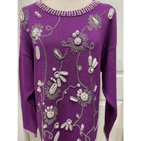 NWT Vintage 80s Victoria Harbour Purple Sweater - Picture 5 of 5